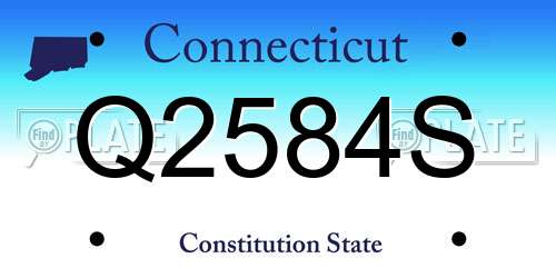 Q2584S Connecticut License Plate