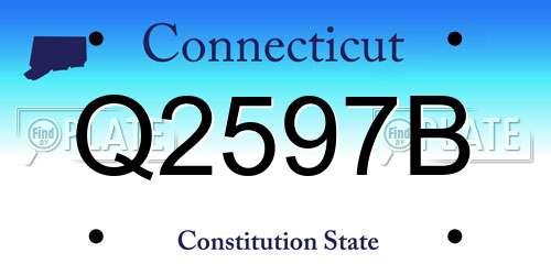Q2597B Connecticut License Plate