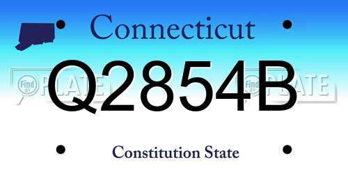 Q2854B Connecticut License Plate