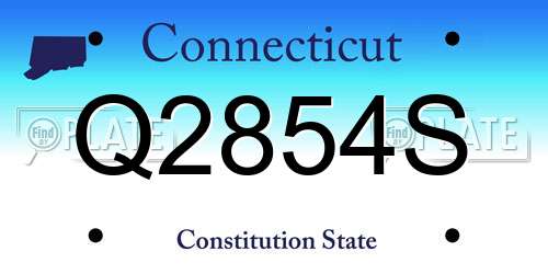 Q2854S Connecticut License Plate