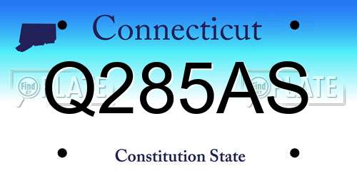 Q285AS Connecticut License Plate