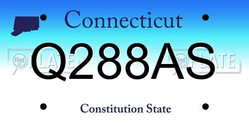 Q288AS Connecticut License Plate