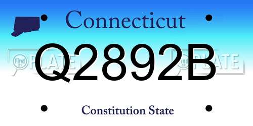 Q2892B Connecticut License Plate