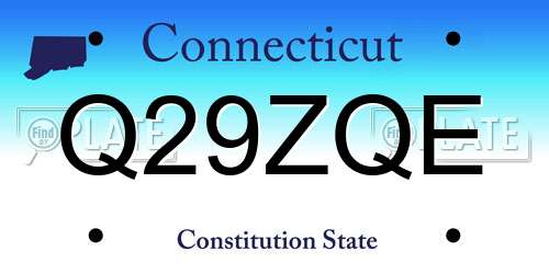 Q29ZQE Connecticut License Plate