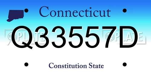 Q33557D Connecticut License Plate