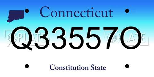 Q33557O Connecticut License Plate