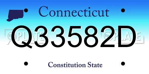 Q33582D Connecticut License Plate