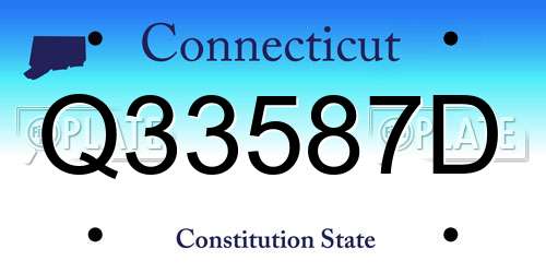 Q33587D Connecticut License Plate