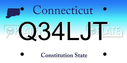 Q34LJT Connecticut License Plate