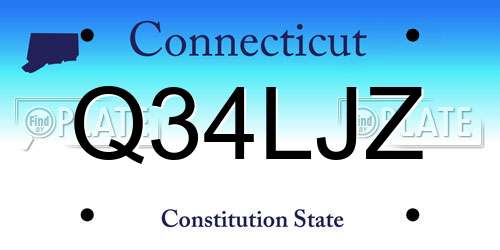 Q34LJZ Connecticut License Plate