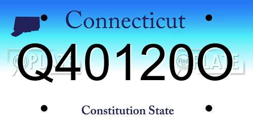 Q40120O Connecticut License Plate