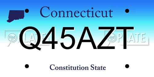 Q45AZT Connecticut License Plate