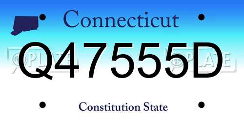 Q47555D Connecticut License Plate