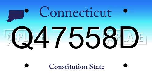 Q47558D Connecticut License Plate