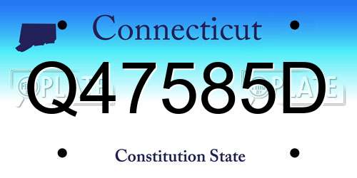 Q47585D Connecticut License Plate