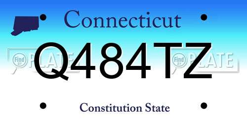 Q484TZ Connecticut License Plate
