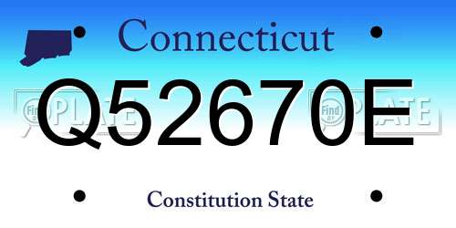 Q52670E Connecticut License Plate