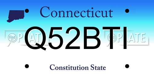 Q52BTI Connecticut License Plate