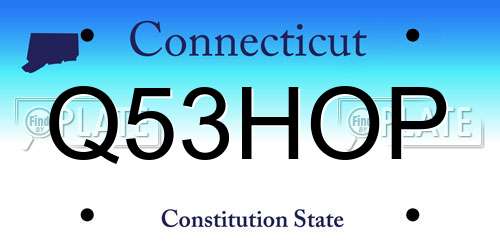 Q53HOP Connecticut License Plate