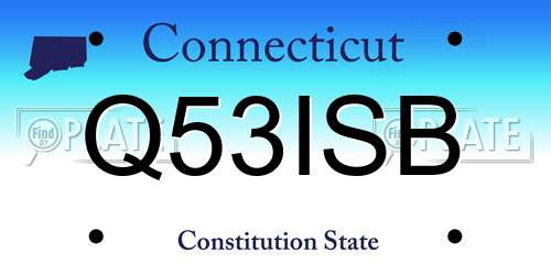 Q53ISB Connecticut License Plate