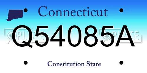 Q54085A Connecticut License Plate