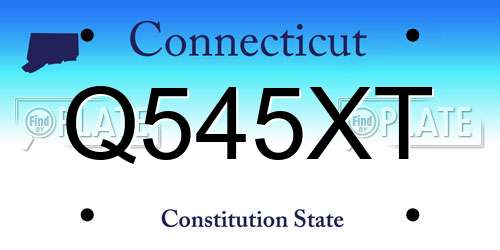 Q545XT Connecticut License Plate