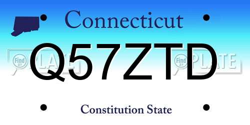 Q57ZTD Connecticut License Plate