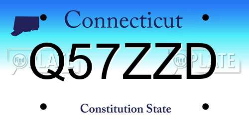 Q57ZZD Connecticut License Plate