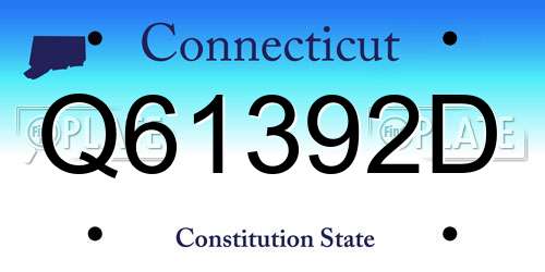 Q61392D Connecticut License Plate