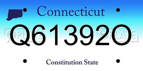Q61392O Connecticut License Plate