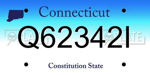 Q62342I Connecticut License Plate