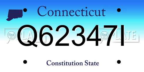 Q62347I Connecticut License Plate