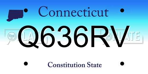 Q636RV Connecticut License Plate