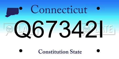 Q67342I Connecticut License Plate
