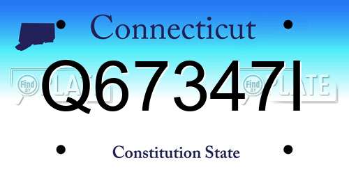 Q67347I Connecticut License Plate
