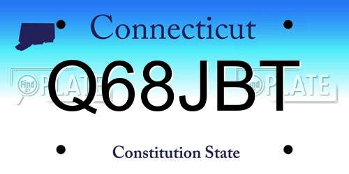 Q68JBT Connecticut License Plate