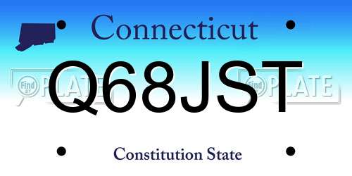 Q68JST Connecticut License Plate