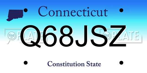 Q68JSZ Connecticut License Plate