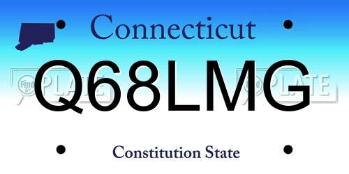 Q68LMG Connecticut License Plate