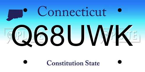 Q68UWK Connecticut License Plate