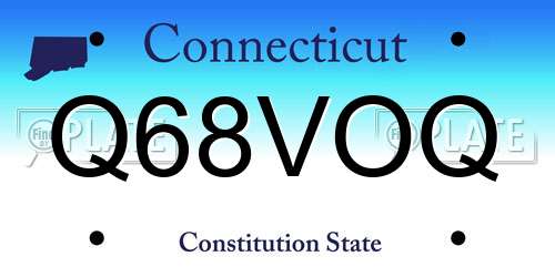 Q68VOQ Connecticut License Plate
