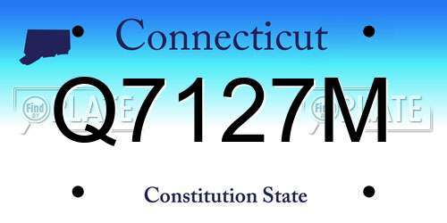 Q7127M Connecticut License Plate