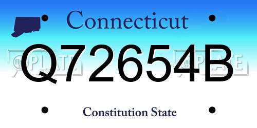 Q72654B Connecticut License Plate