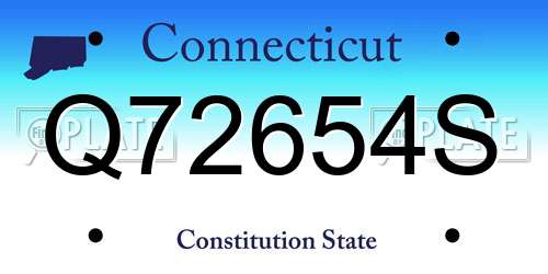 Q72654S Connecticut License Plate