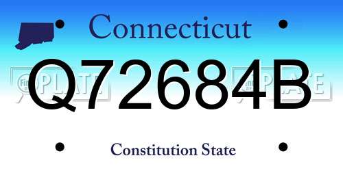 Q72684B Connecticut License Plate