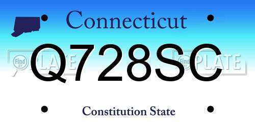 Q728SC Connecticut License Plate