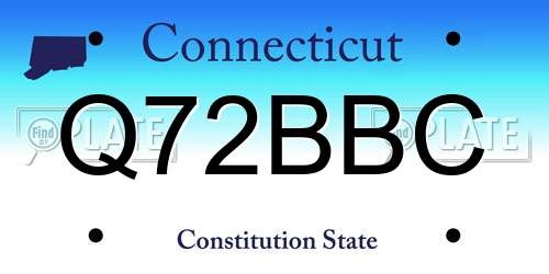 Q72BBC Connecticut License Plate