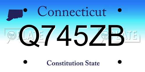 Q745ZB Connecticut License Plate