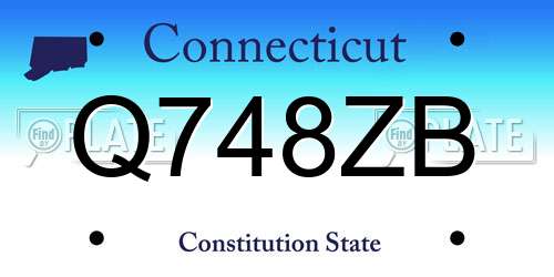 Q748ZB Connecticut License Plate