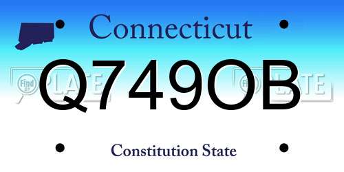 Q749OB Connecticut License Plate